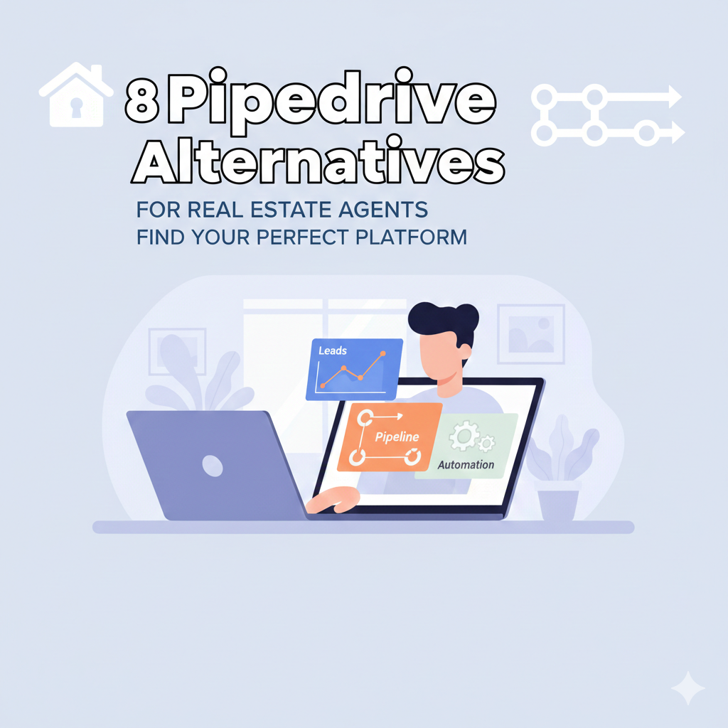 Real estate agent reviewing CRM dashboards on a laptop.